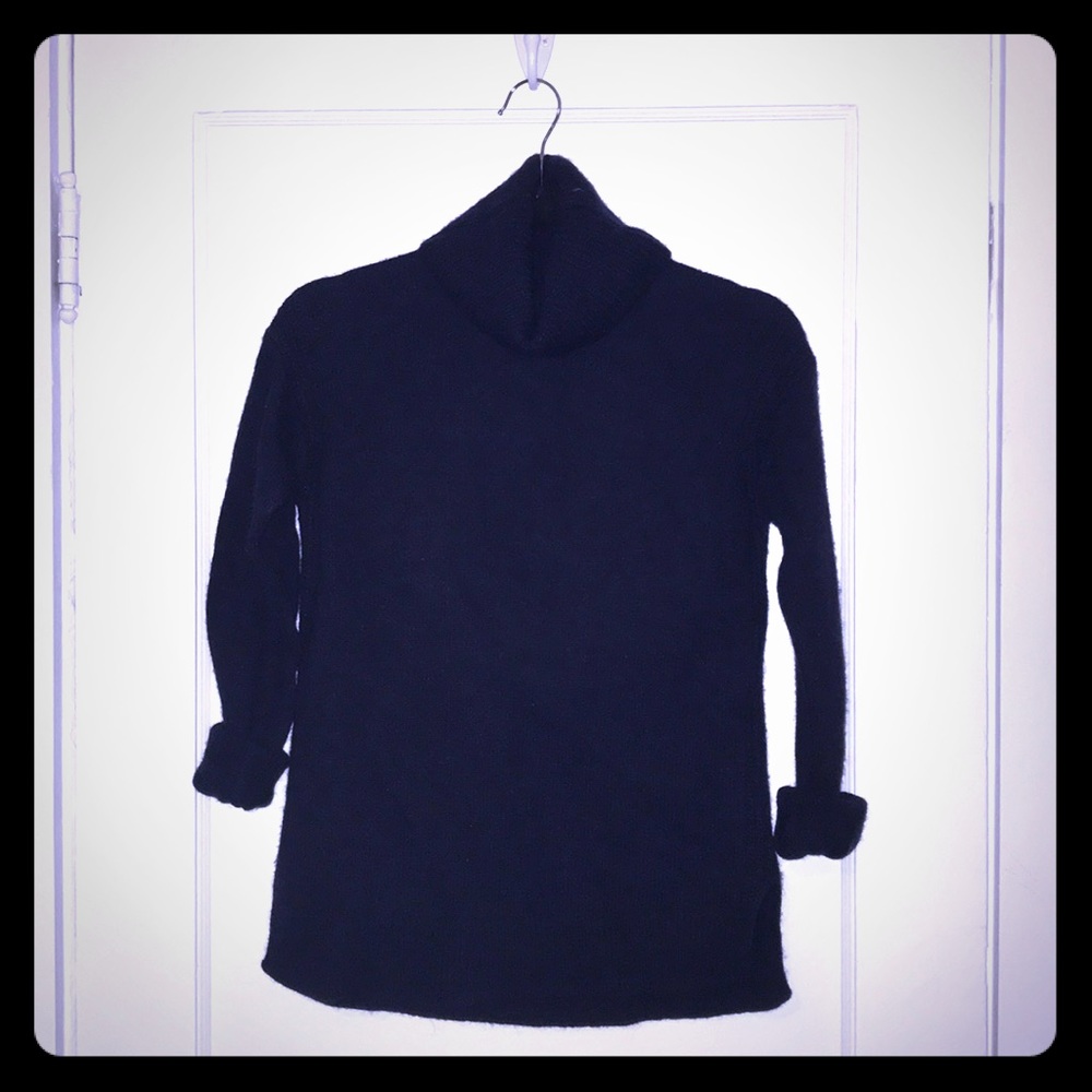 Navy blue jcrew cowl / turtle neck wool sweater